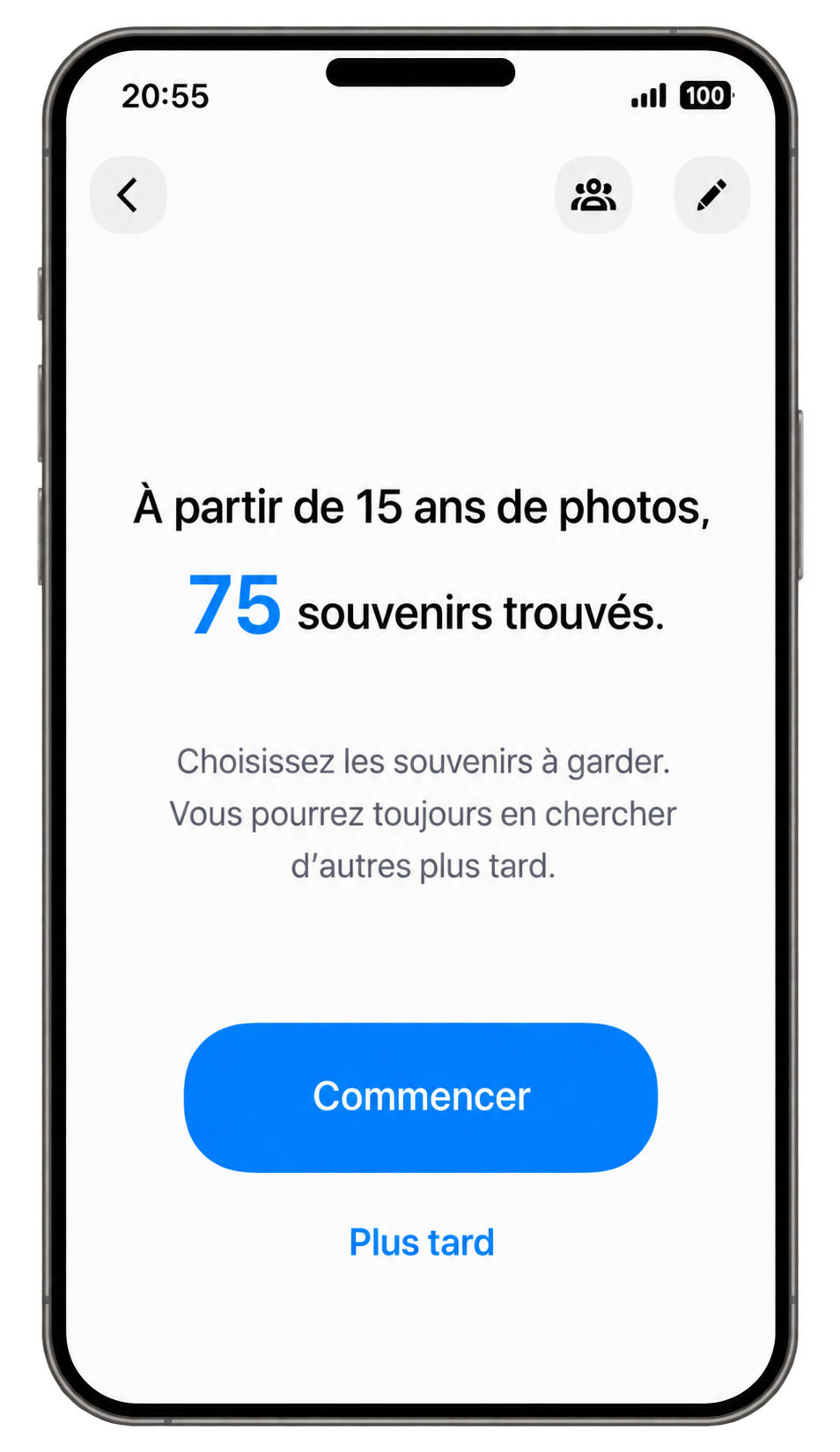 Écran de détection automatique de souvenirs par l’IA